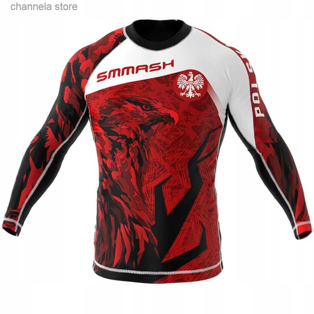 Men's T-Shirts Brand New BJJ MMA WorkOut Compression Rashguard T Shirt Men Running Exercise 3D Fitness Tight Gym Bodybuild Cross Fit Rash Gu-image-910160822