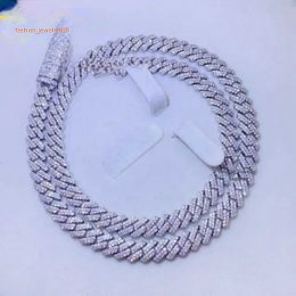 moissanite Hip Hop necklace 8MM 10MM VVS moissanie iced Out Diamond Gold Colorful necklace 925 Sterling Silver men's necklace Miami cuban Chain