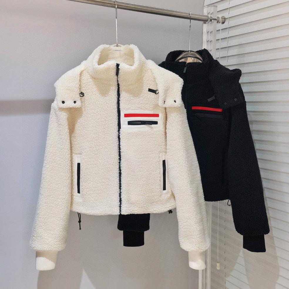 Womens Faux Fur Jacket Down Designer Lamb Wool Parka Winter Coats Classic Letter Black Puffer Hooded Outerwear Unisex Thermal Coat SML-image-909703811