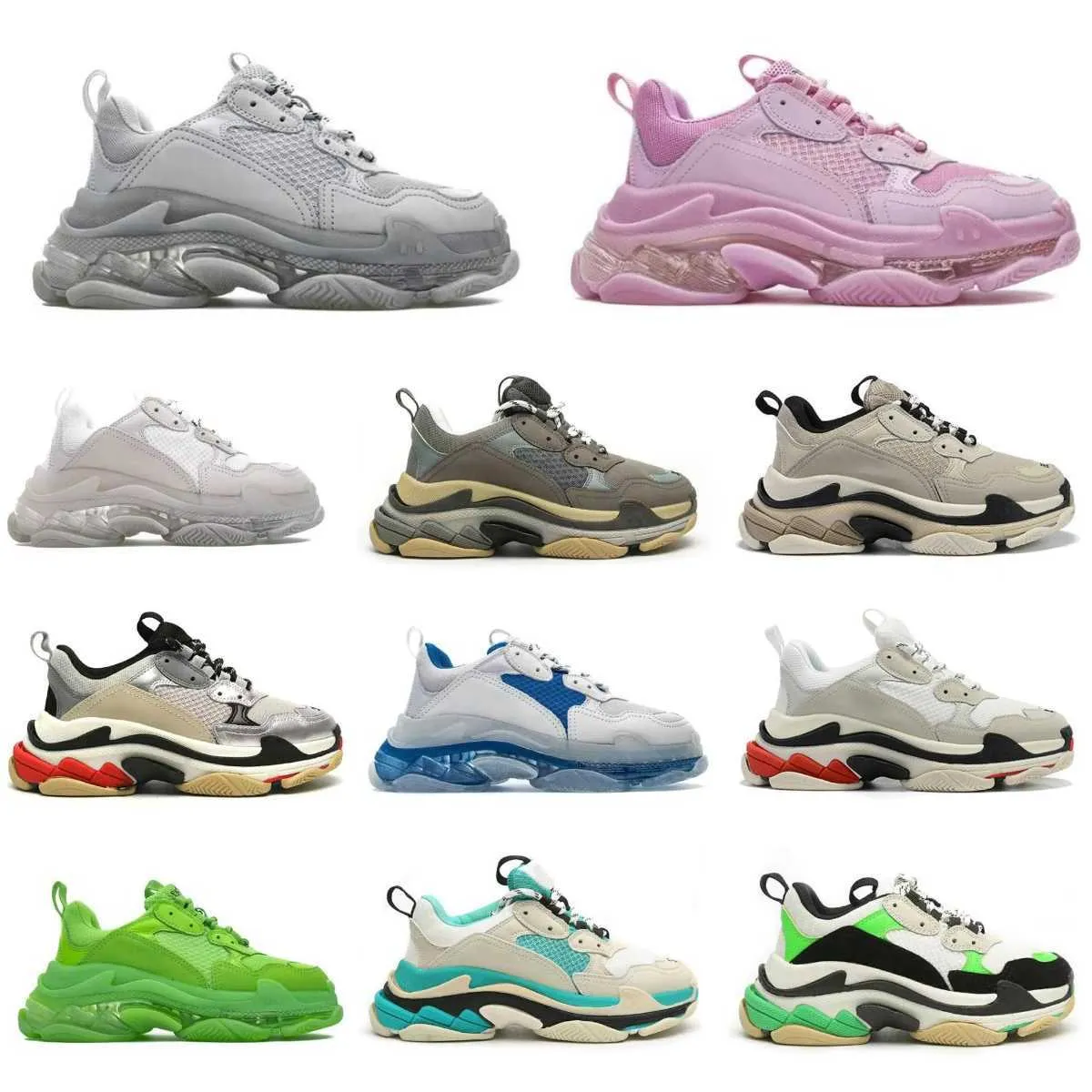 Classic Triple S Casual Outdoor Sneakers Desinger Shoes Grey All Black Clear Sole Platform Shoes White Grey Rubber Sole Water Proof Tess Tennis T-image-909730774