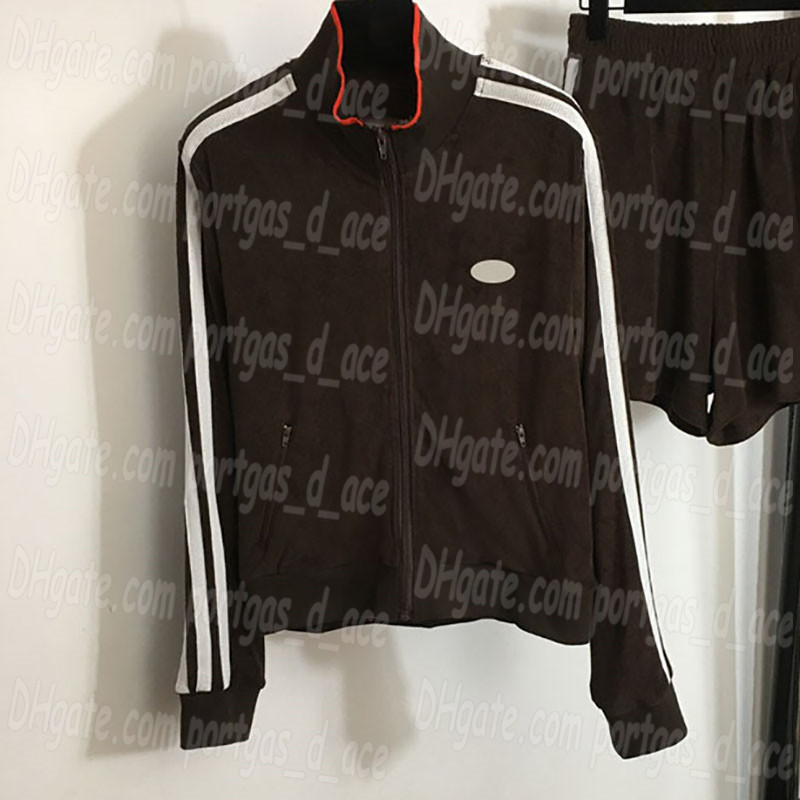 Women Striped Tracksuits Sweatshirt Jacket Shorts Long Sleeve Zipper Sportswear Outfits Casual Sports Wide Leg Shorts Jackets
