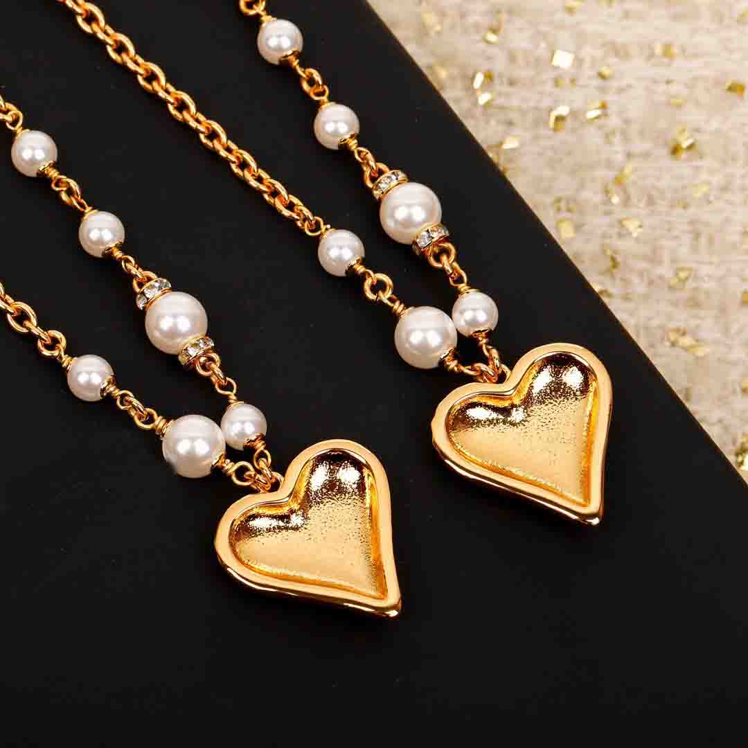 2024 Luxury quality Charm Long chain pendant necklace charm heart shape in 18k gold plated have stamp box PS4622A