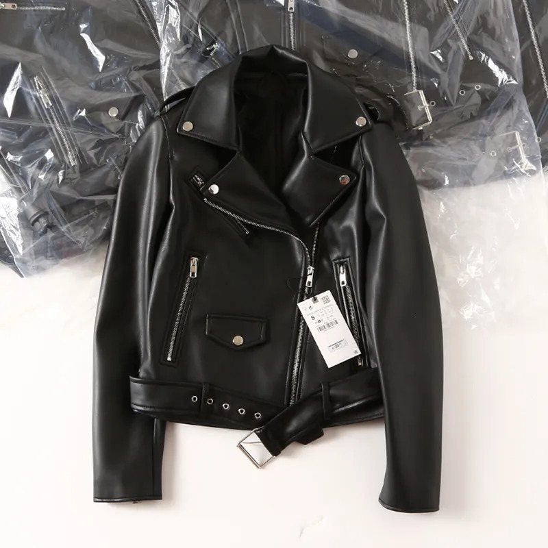 Women's Jackets FTLZZ Leather Jacket Women Spring Autumn Coat Women Faux PU Bike Jacket Moto Leather Jacket Lady Casual Street Outwear 231010