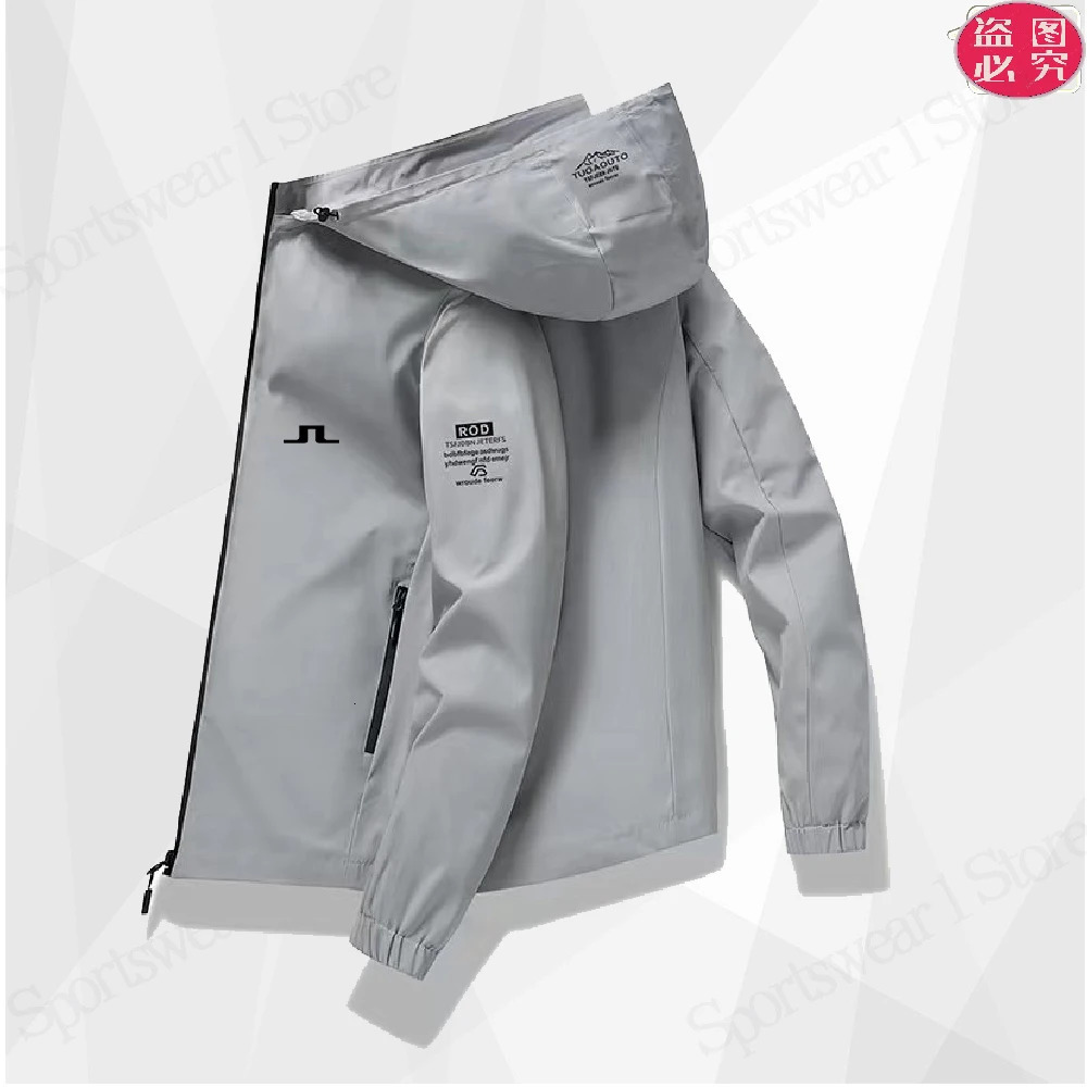 Men's Jkets Embroidery J. lindeberg Jket Windproof Hooded Casual Coat Clothing Autumn L26107