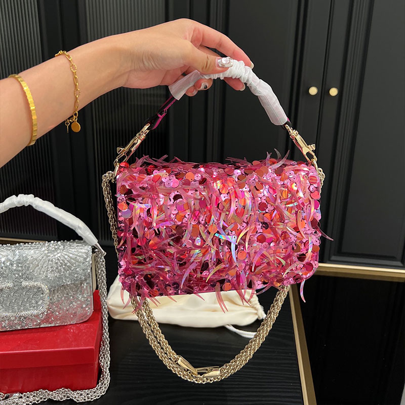 Crystals Evening Bags Tote Bag Color Luxury Designer Crossbody Bag Women Mini Clutch Bags Flap Square Sequin Pearl Shoulder Handbag Top Quality H-image-910234277