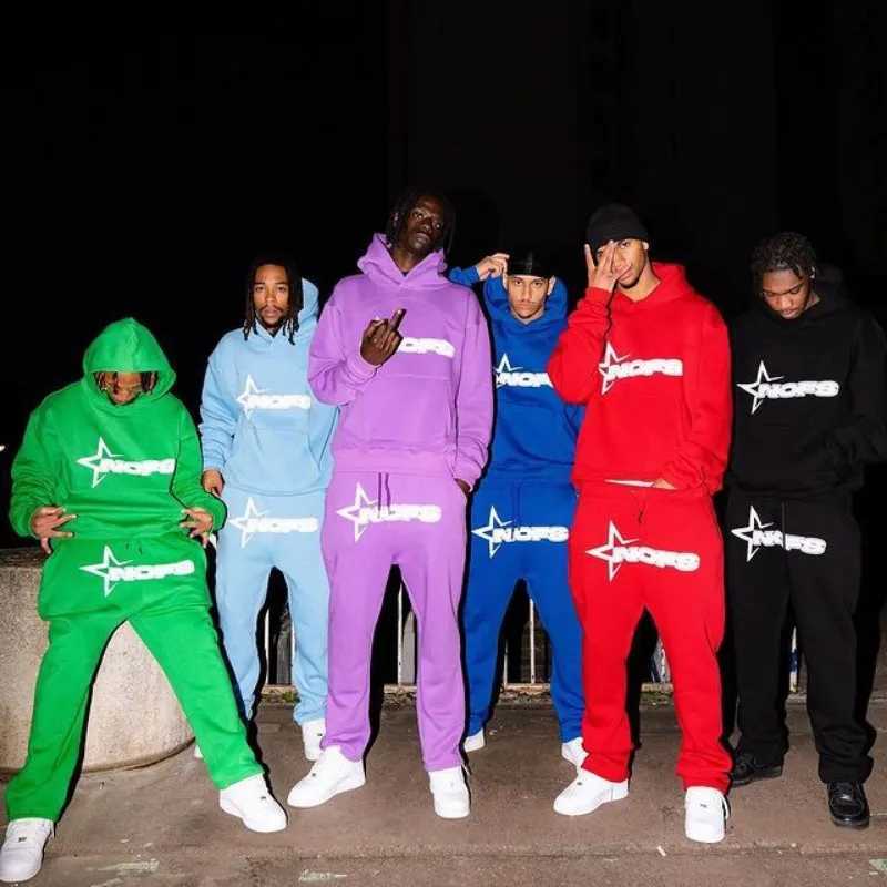Men's Hoodies Sweatshirts 2024 New Harajuku hip-hop Nofs printed pattern slim hooded sweater for men Y2K Gothic leisure fashion sports suit-image-910157880