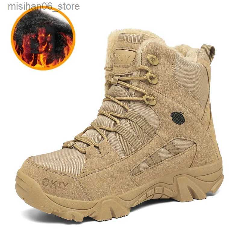 Boots Winter Mens Military Boots Outdoor Leather Hiking Boots Men Army Special Force Desert Tactical Combat Ankle Boots Men Work Shoes Q231012