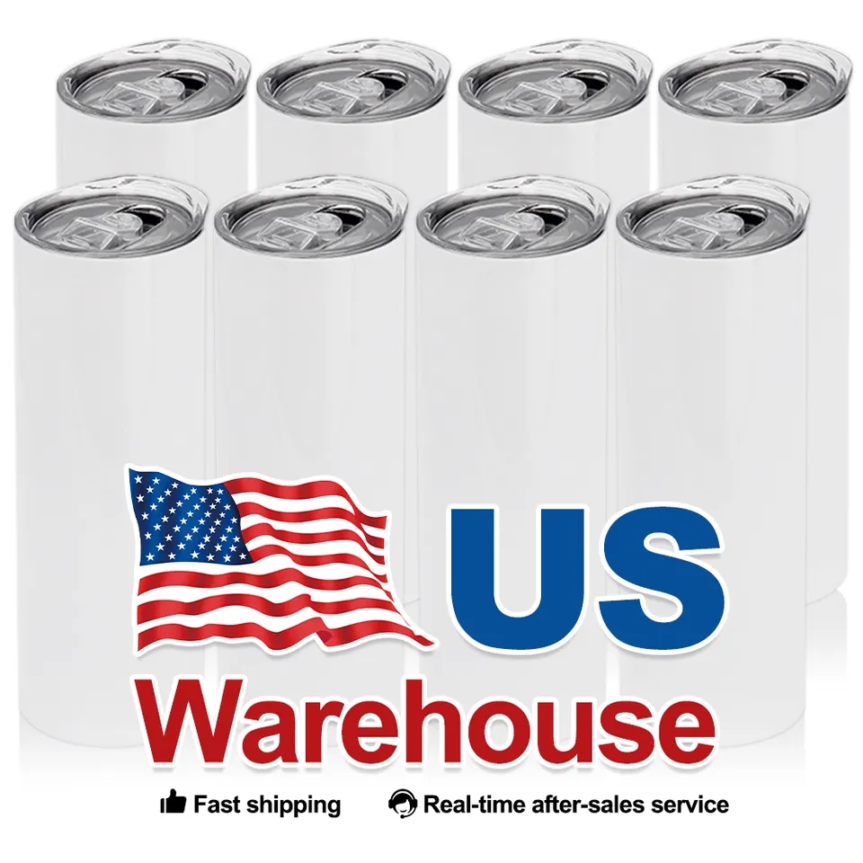 Ready to ship US/CA Stocked 20oz Sublimation Blanks Tumblers Insulated Mugs With Lids and Straws Stainless Steel Coffee Termos Cups 25pc/Carton-image-758636509