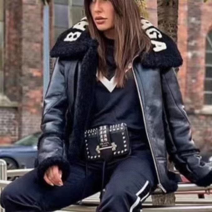 Women&#039;s Genuine Leather Natural Sheep Shearling Fur Coat Winter 100% Sheepskin Coat Female Bomber warm fur leather Jackets-image-910716115