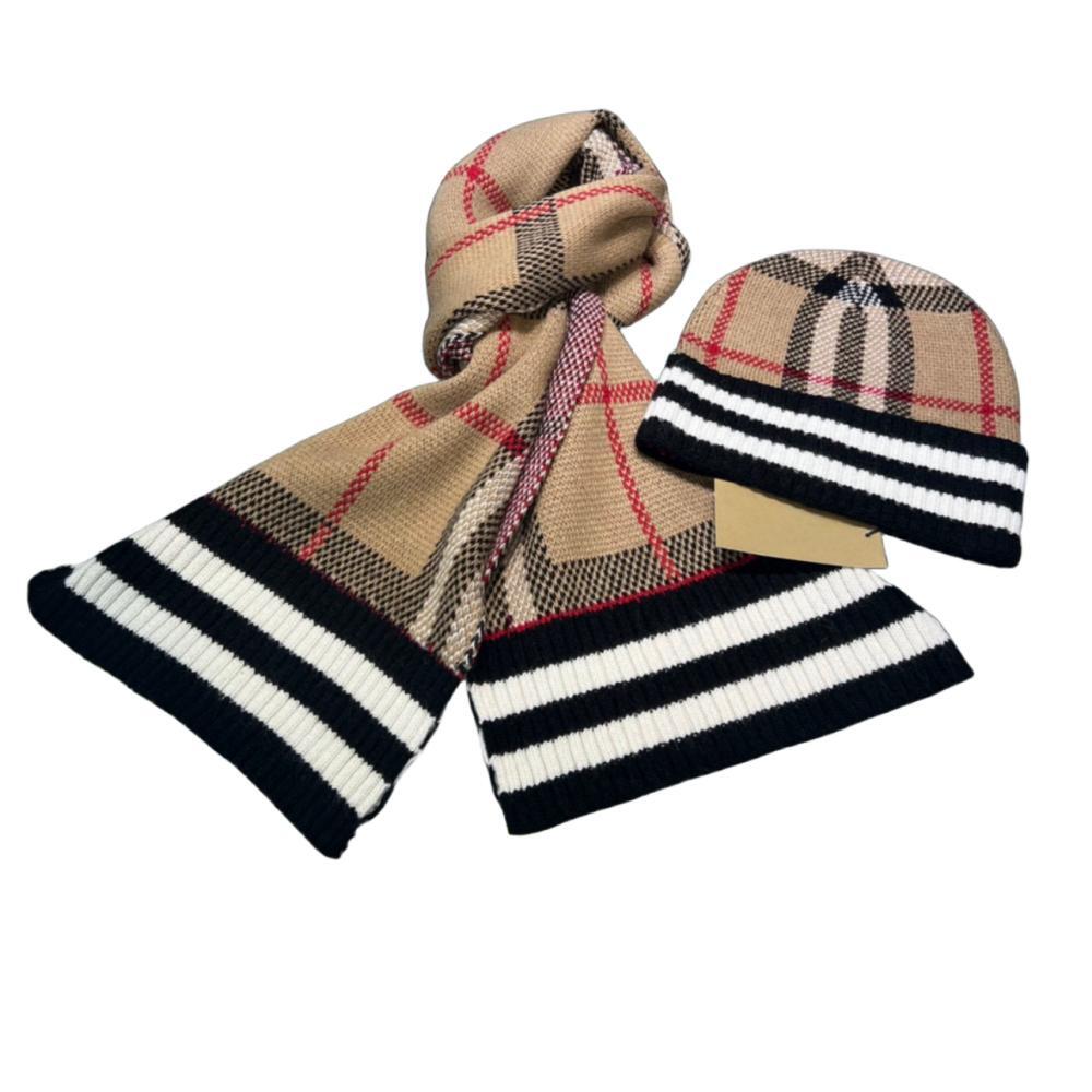 Designer hats and scarves set cashmere knitted winter hats for men and women-image-910497174