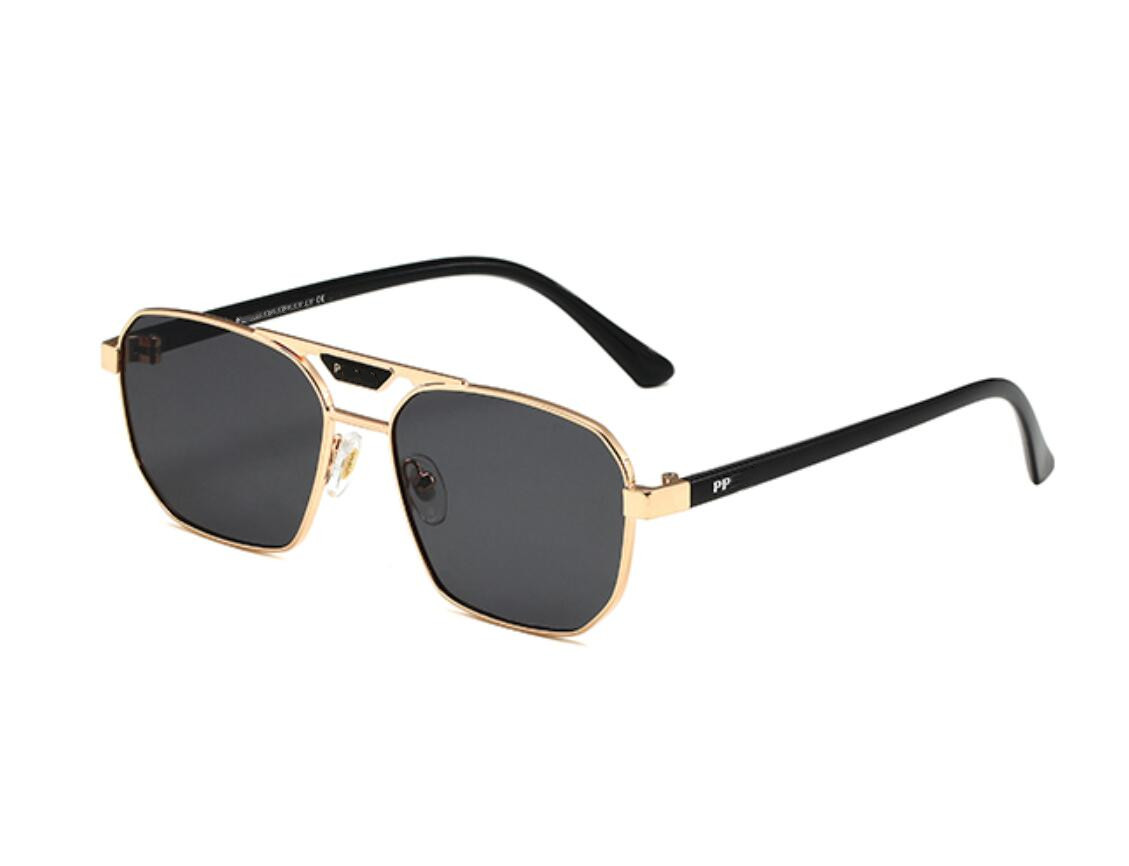 mens sunglasses designer hexagonal double bridge fashion UV glass lenses with leather case 58 , Sun Glasses For Man Woman 5 Color Optional Triang-image-910491191