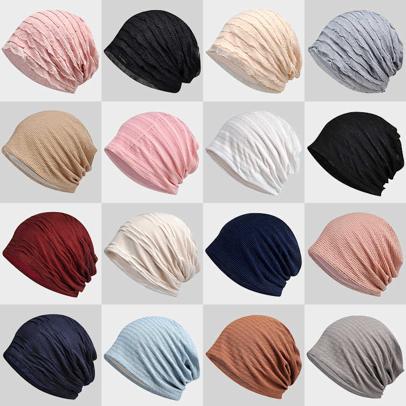 Spring and summer hollow breathable pullover hat women's headscarf hat thin cotton month hat sleeping cap Outdoor casual hat Q231012