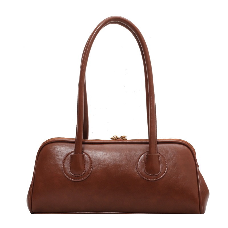 Retro Shoulder Bag Baguette Bag Simple retro collision color shoulder bag personality rectangular armpit bag female autumn and winter new frosted handbag