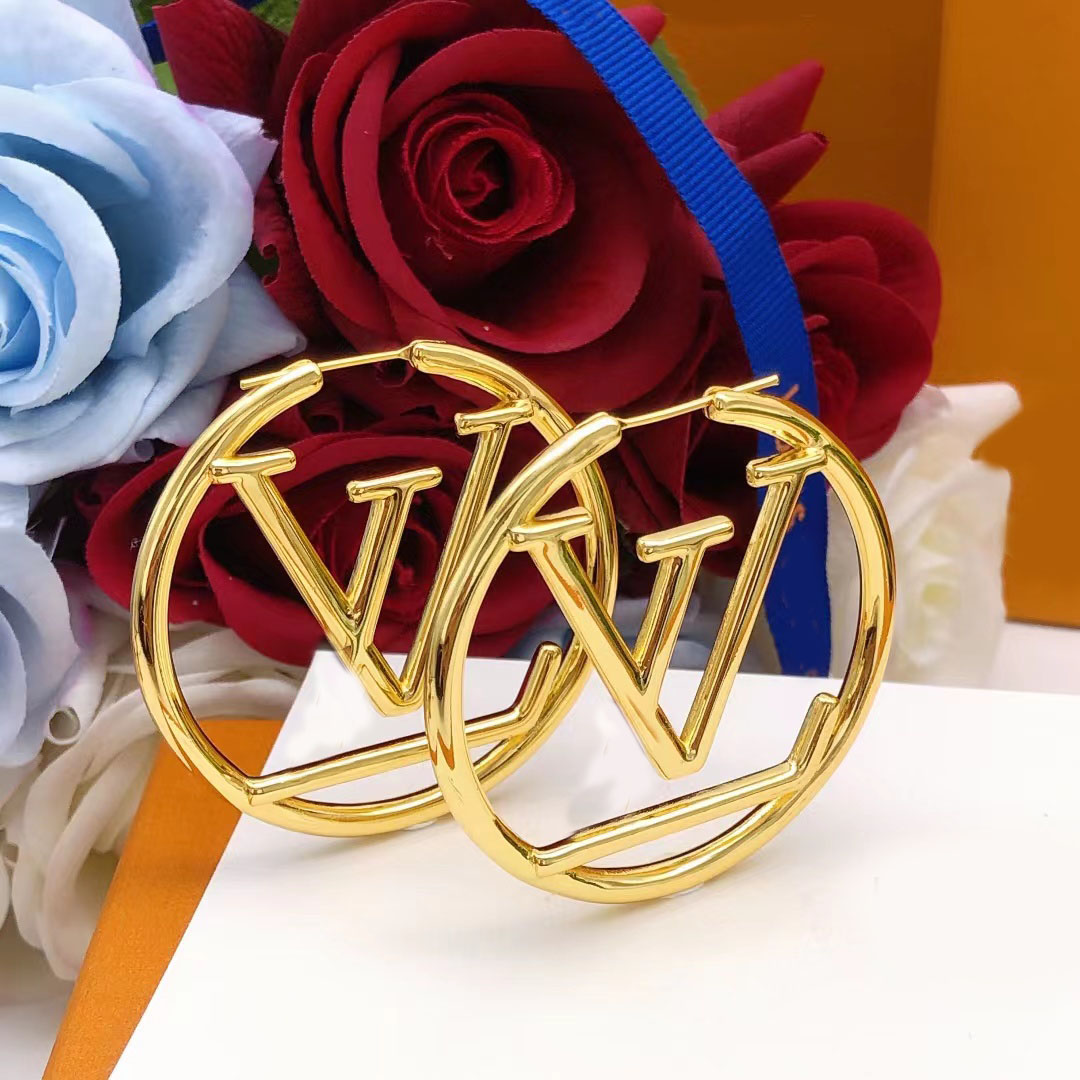 18K gold 5 cm large HOOP earrings fashion exquisite designer earrings for women classic jewelry with original box 