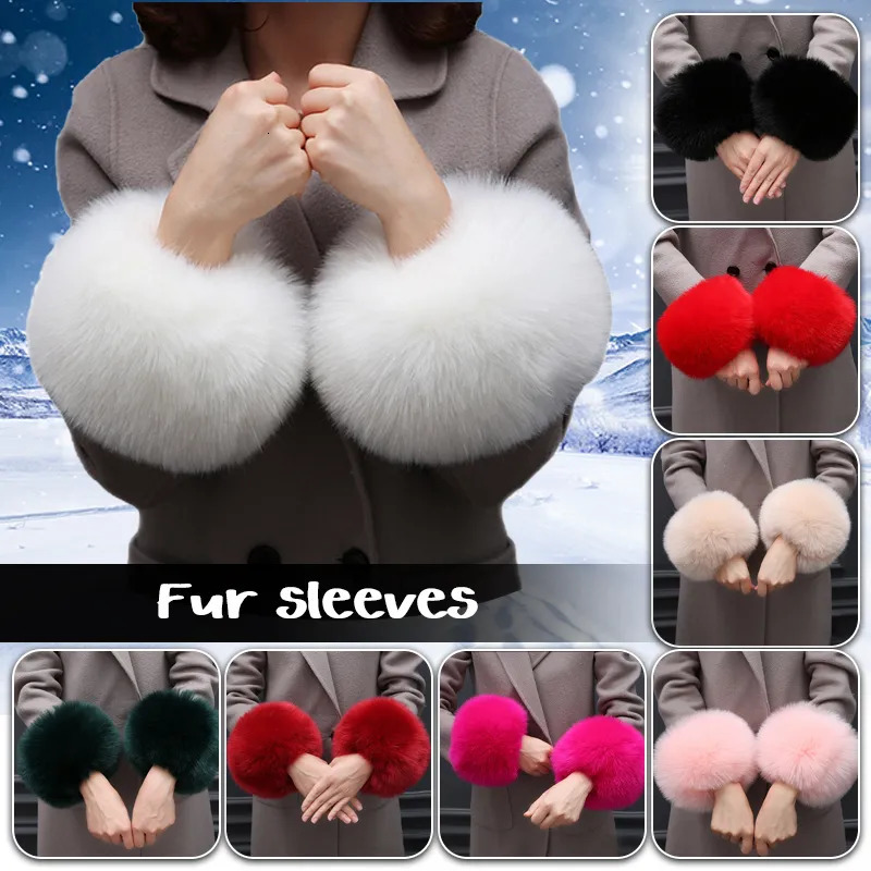 2026 New Fingerless 2 perfume Pcs Women Faux Cuffs Wristband Winter Arm Wrist Raccoon Fur Sleeve cologne Gloves Cuff Warmer Designer