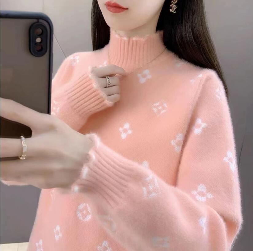 Chandails de styliste à col rond pour femmes, pulls bouffants à col rond, dessin animé coréen Kawaii, pulls à carreaux de couleur, Streetwear, ha
