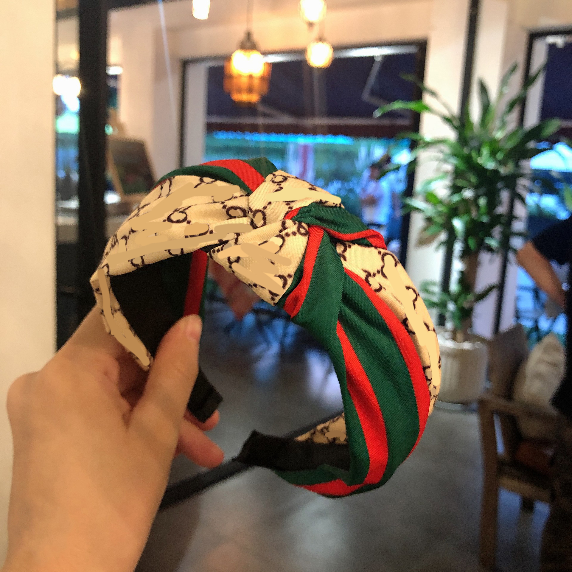 Simple Designer Brand Double Letters Print Headband Luxury Women Girls Black Brown Stripe Wide Edge Bowknot Hair Hoop Luxury Twist Turban Headwra-image-911005862