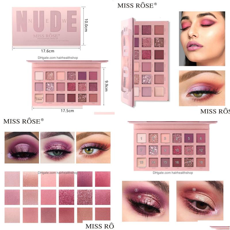 Eye Shadow Eye Shadow Miss Rose 18 Color Huda Pearlescent Matte Professional Make-Up Mticolored Disc 230712 Health Beauty Makeup Eyes Dhvsg