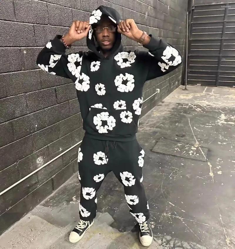 Men's Tracksuits Mens Tracksuits 2024 American Trousers Print High Strt Trend And Womens Casual Corset Sweatpants Strtwear Women Sweater Pan
