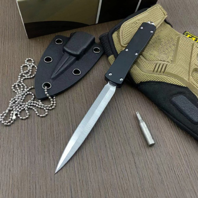Special offers H1011 Venom Push Button Quick knife Opening Tactical Knife D2 Satin Blade Aviation Aluminum Handle Outdoor Camping Hiking Survival Kn