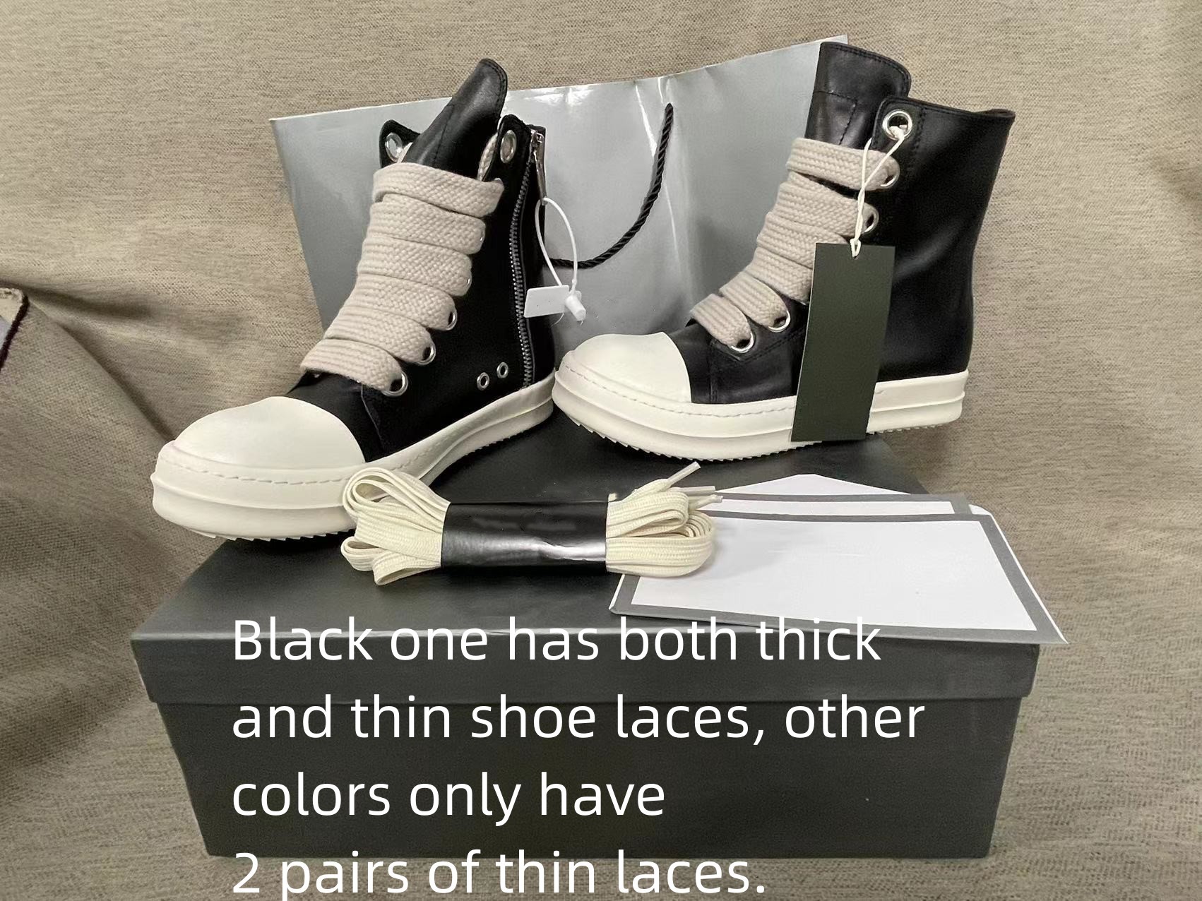 RO Rep Women Men Real Leather Casual Shoes Fashion High Top Lace Up Side Zipper Casual Sneakers Female size 35-40 Male 41-47 with both Jumbo and Ski