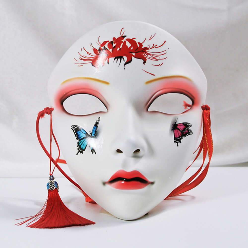 Masques de Cosplay en fleurs de cerisier, masque de papillon peint à la main de Style chinois, renard japonais, fête d'halloween sur scène
