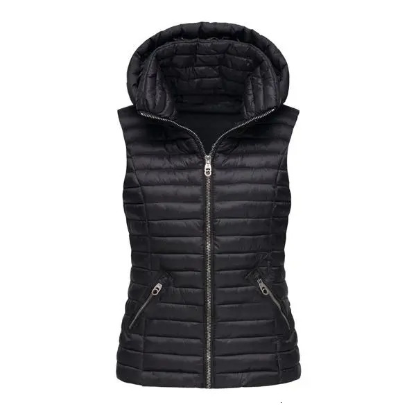 Women's Jackets Winter Thick Slim Vest Hooded Puffer Sleeveless Waistcoat Top Warm Coat 231012