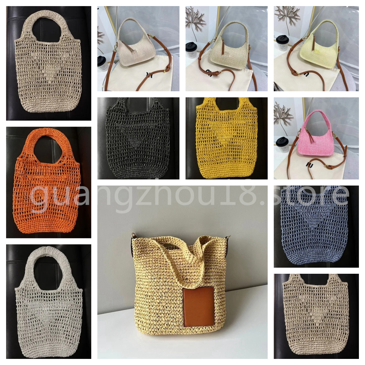 Lafite tissé Patchwork sacs à main pour femmes créateur de mode sacs à bandoulière 31x33 cm 22860