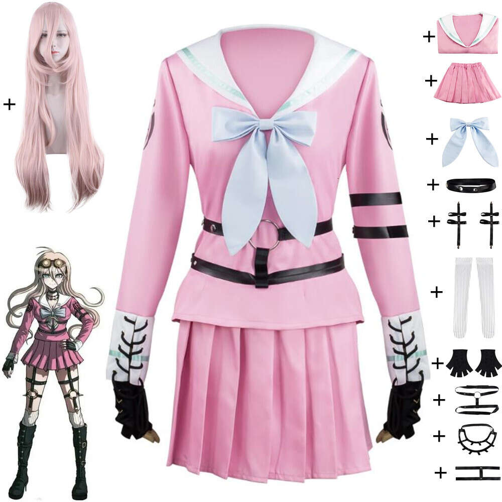 Jeu de Cosplay Danganronpa V Killing Harmony Miu Iruma, perruque de Costume de Cosplay Anime Sexy femme école marin Jk uniforme Costume d'halloween