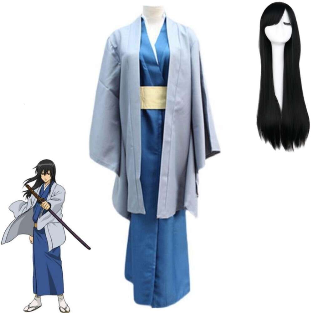 Costume de Cosplay Anime Gintama Katsura Kotarou, manteau de doublure de perruque, tenue pour homme et femme adulte, peignoir Kimono d'halloween, uniforme