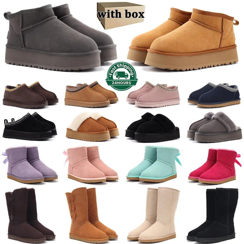 Designer boot Australia Australian ultra mini boots tazz tasman slippers Platform Warm Snow shoes Winter Suede fur Fluffy furry Satin Ankle Boots-image-911234255