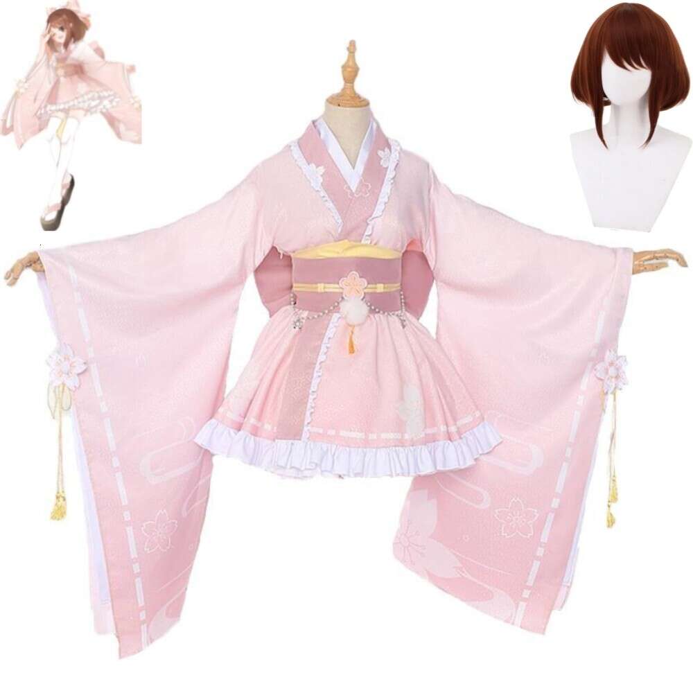 Cosplay Anime Uraraka Ochaco My Hero Academia Boku No Cosplay Costume perruque Kimono belle robe Lolita rose Hallowen Costume de fête de carnaval