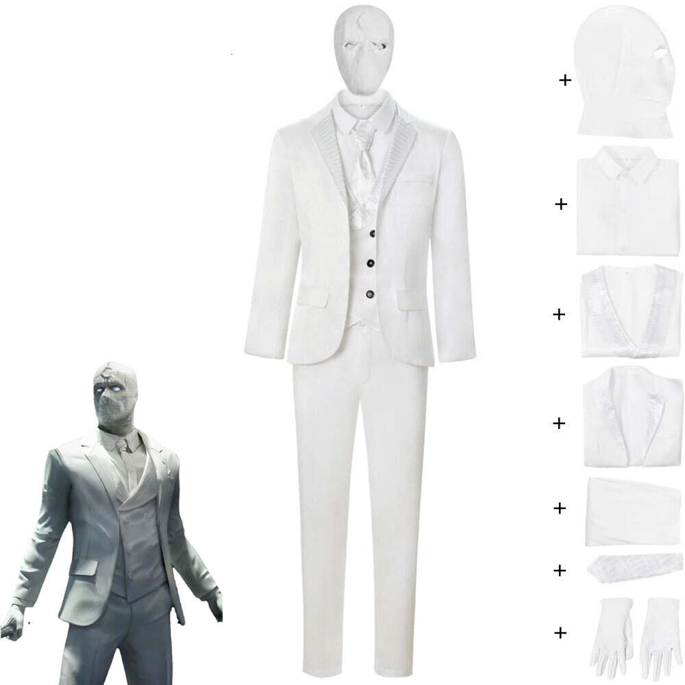 Cosplay film monsieur Mr Moon Knight Marc Spector Khonshu Avatar Cosplay Costume Halloween adulte tenue super-héros blanc uniforme Costume