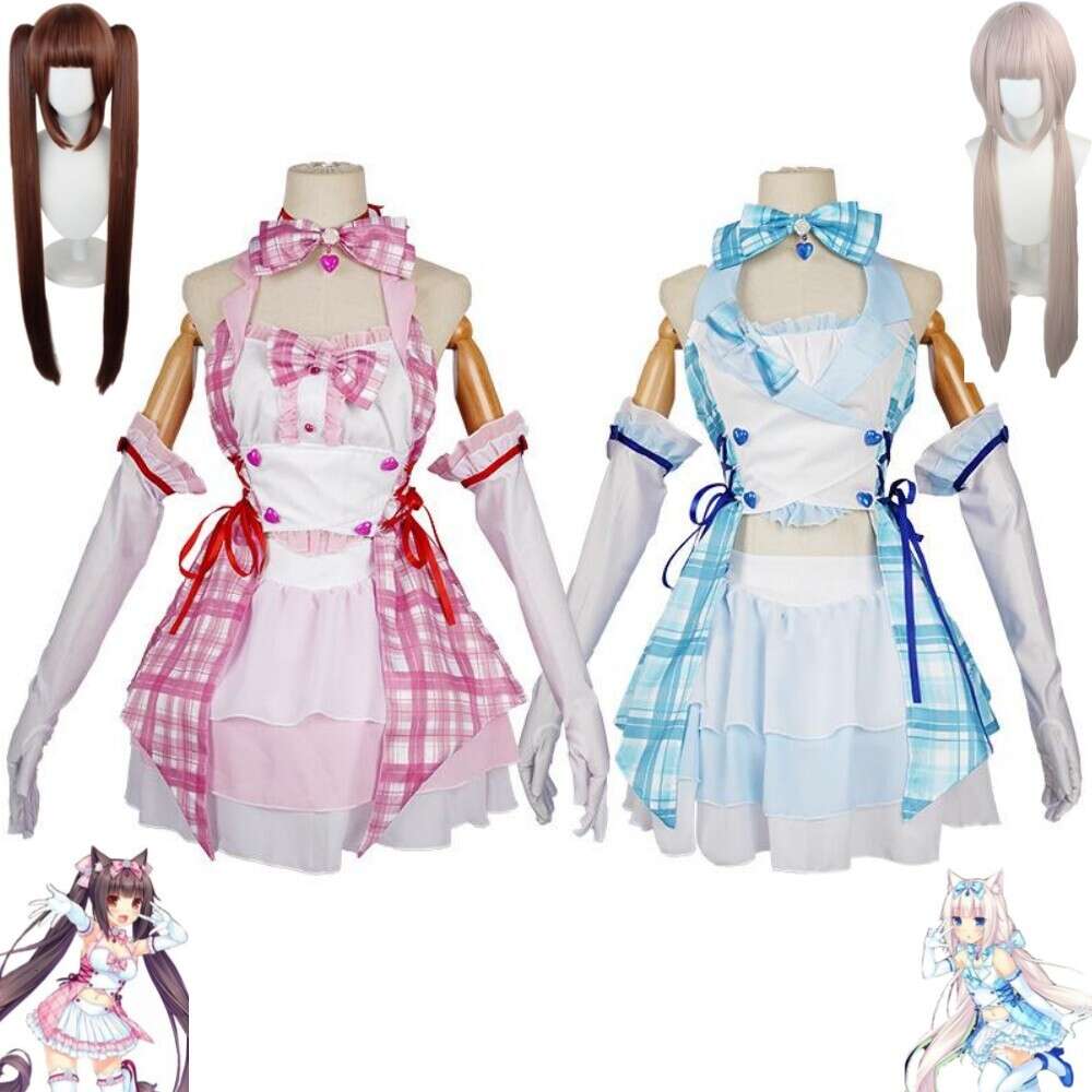 Cosplay Anime Game Nekopara Nekomimi Paradise Chocola Vanille Cosplay Kostuum Pruik Nieuwe Idool Catgirl Meid Jurk Sexy Vrouw Lolita Hallowen