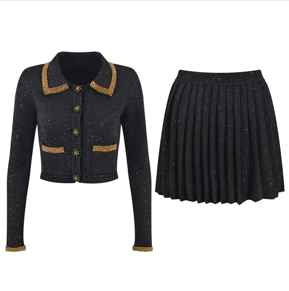 Sandro – veste courte en tricot pour femme, jupe, costume à la mode, automne