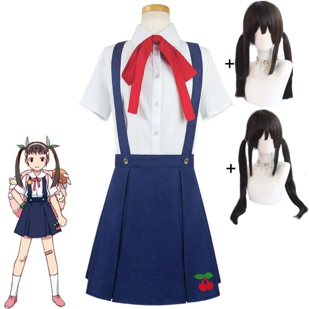 Costume de Cosplay de la série Monogatari, dessin animé Hachikuji Mayoi Bakemonogatari, perruque Cm, uniforme scolaire Loli mignon, Costume d'halloween