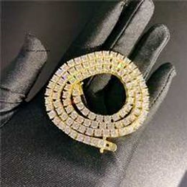 moissanite tennis necklace Personnalisé de luxe personnel solide 14k bijoux en or Vvs couleur blanche chaîne de tennis en diamant moissanite en v