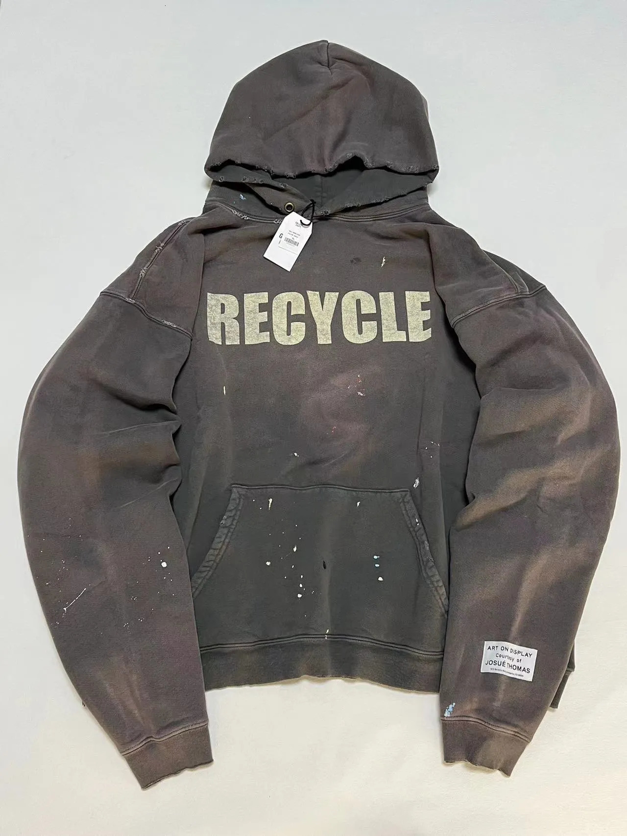 Men s T Shirts Top quality GD 23FW 90 S RECYCLE HOODIE WASHED BLACK Heavyweight Cotton HOODED SWEATSHIRTS vintage destroyed oversize hoodie 231016