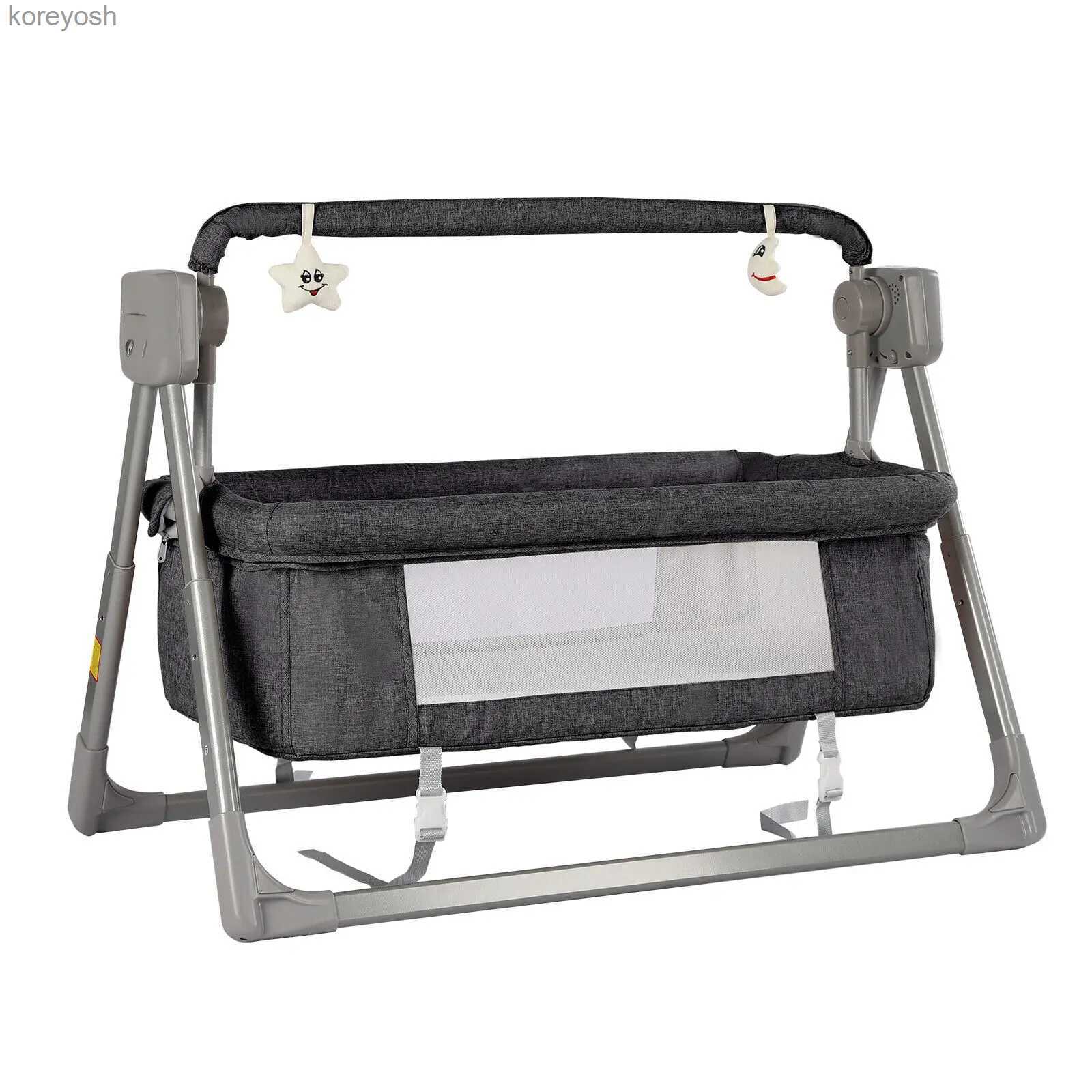 Bassinets Cradles 5 Speed Electric Baby Cradle Swing Basket Baby Cradle Rocking Bed Music Remoter Control Rocker Baby Sleeping Basket Cot H241016-image-1030751063