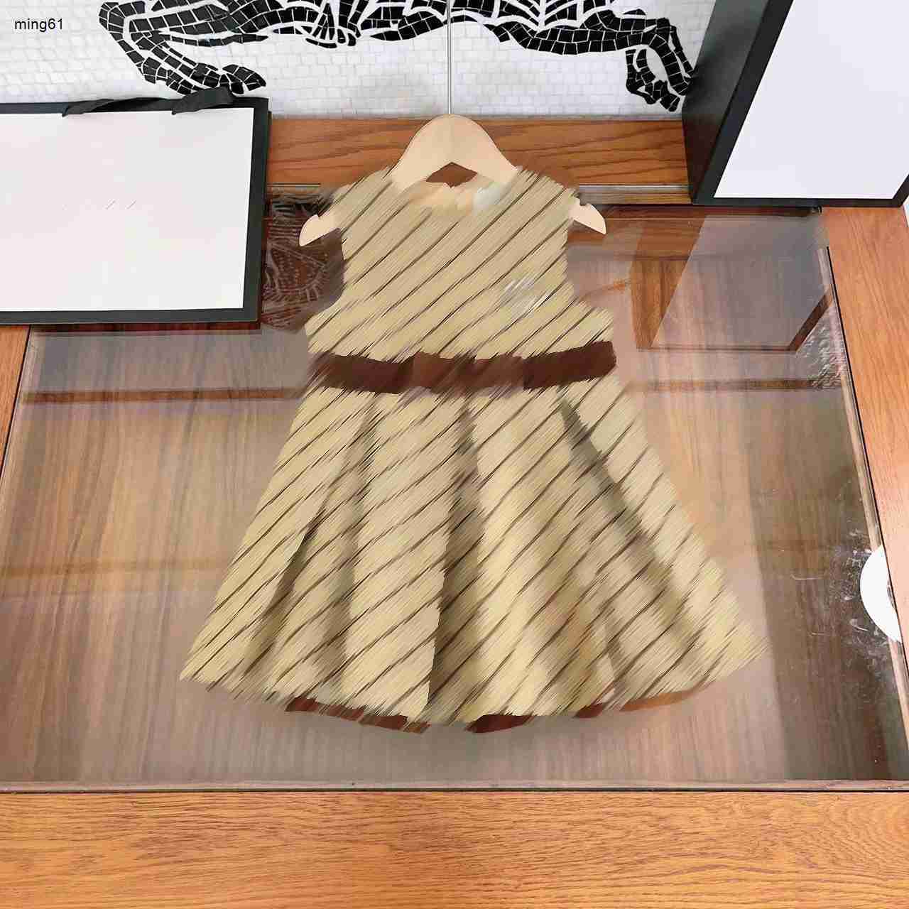 brand fashion Tank top dress for girl Contrast fake waistband design Kids frock Grid Letter Full Print Child Skirt A014X01N005-a