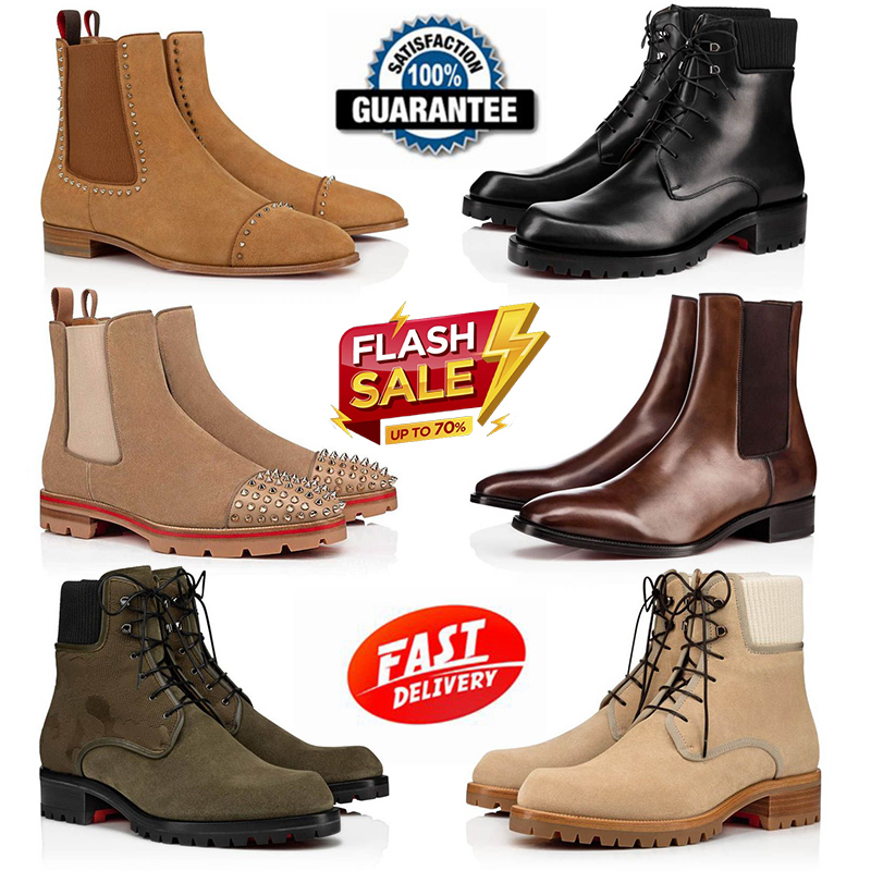 with box 2023 designer boots big red bottoms fashion patent leather black beige platform sneakers flat over the knee martin boot winter mens office