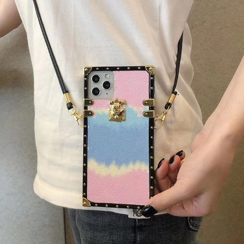 Square Designer Phone Case for Apple iPhone 17 16 15 Samsung Galaxy S25 S24 S23 Note 20 Ultra Luxury Leather Crossbody Back Cover Coque Funda Pin-image-914201401