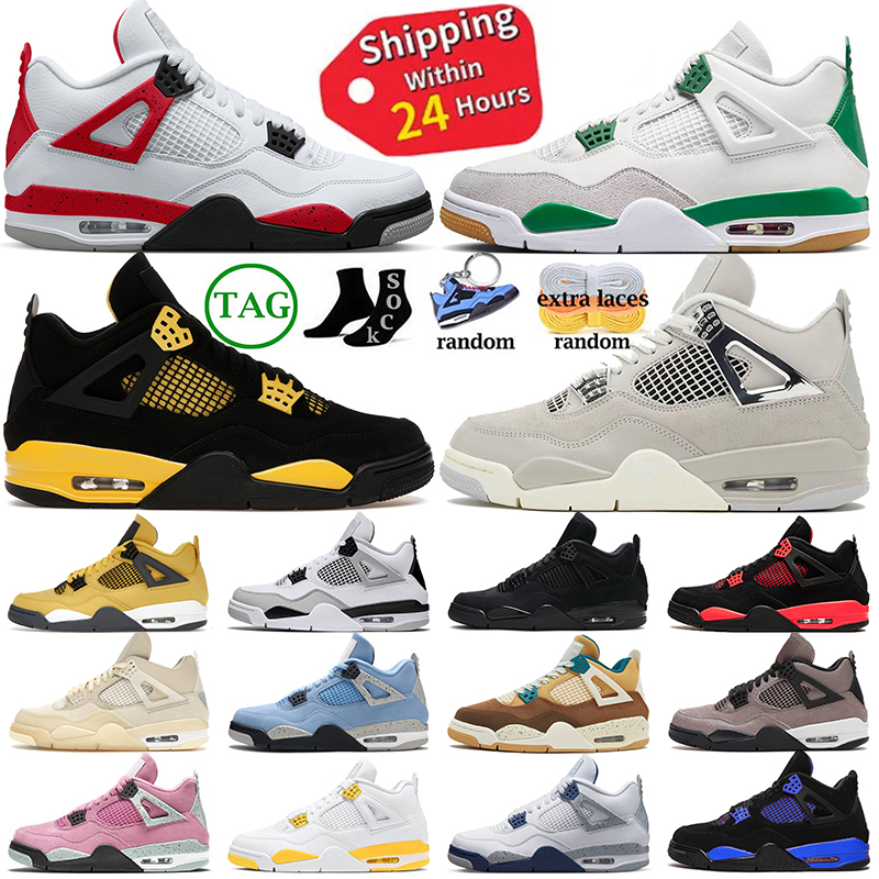 Jordans4 chaussures de basket-ball pour hommes femmes Jumpman 4s militaire noir chat rouge ciment jaune tonnerre blanc Oreo Frozen Moments Seafoa