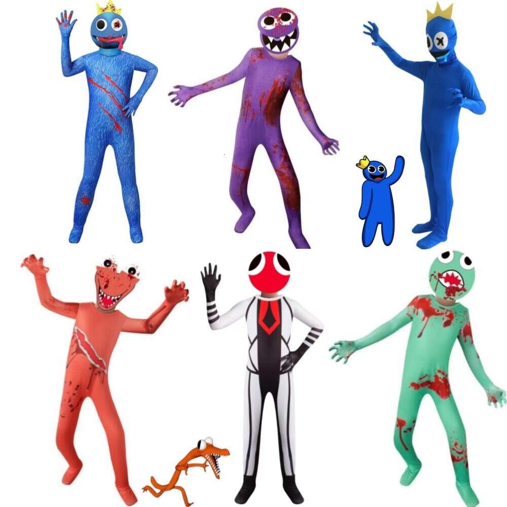 Juego de Cosplay Rainbow Friends Red Guy Azul Verde Púrpura Naranja Monstruo Cosplay Disfraz Anime Mono Adulto Niño Hallowen Body Traje