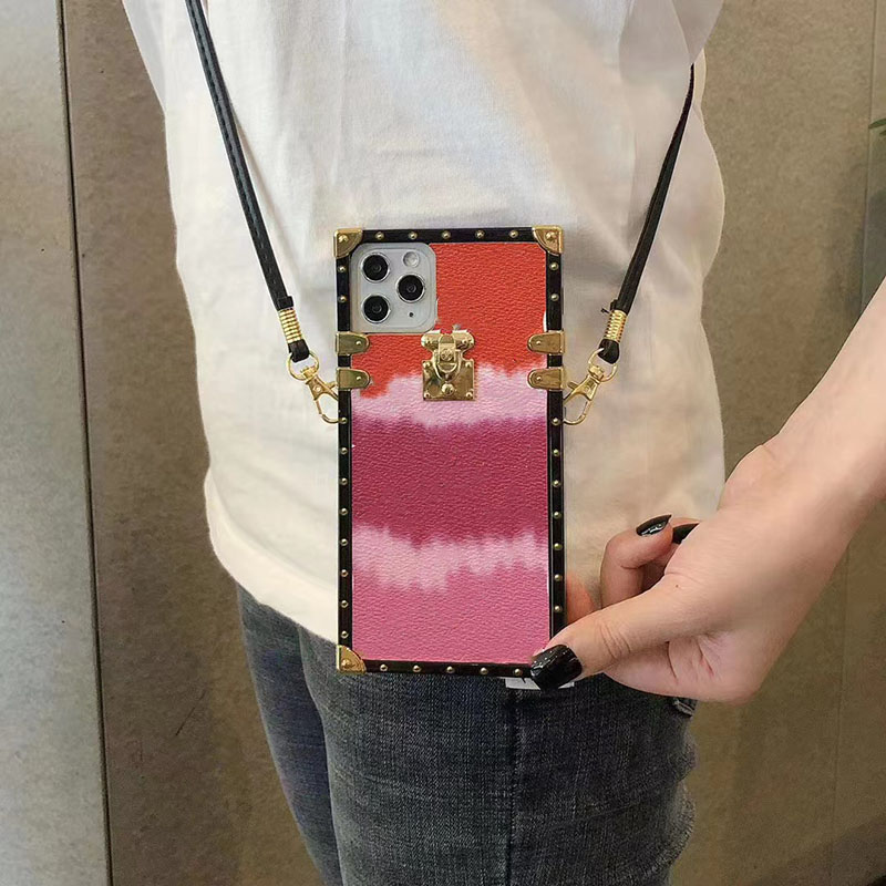 Designer Phone Case for Apple iPhone 17 16 15 14 13 12 11 Samsung Galaxy S25 S24 S23 S22 Plus Note 20 Ultra Luxury Leather Square Trunk Crossbody-image-913879771