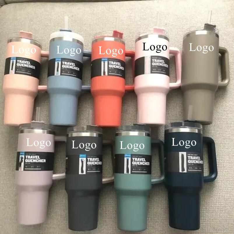 40oz Stainless Steel Tumblers Cups With Colored Handle Lid And Straw Big Capacity Beer Car Mugs Insulated Outdoor Camping Water Bottles With Logo-image-597244706