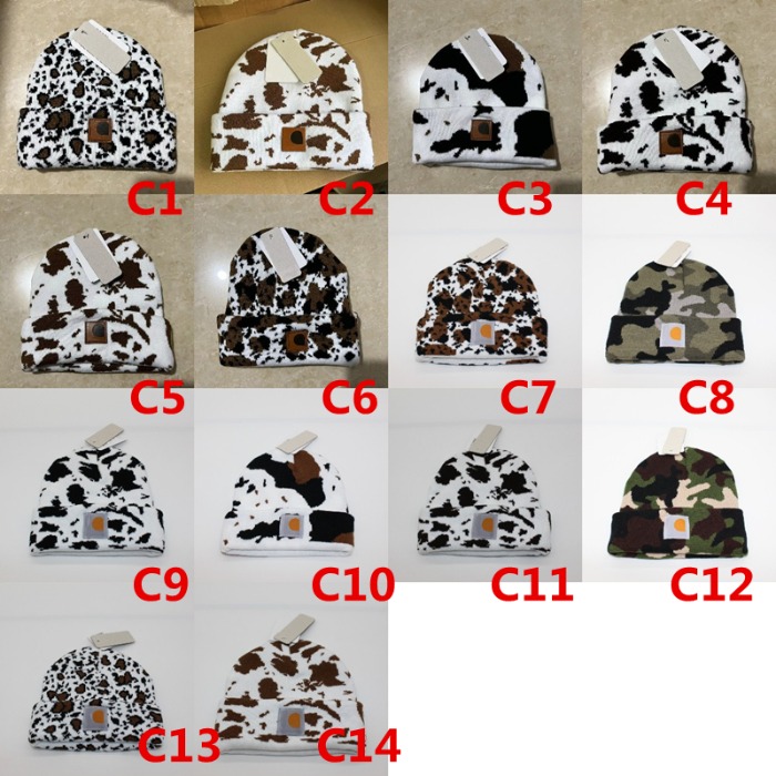 Winter Camouflage Knitted Hat Men`s and Women`s Vintage Woolen Cap Warm Ski Hat Hip Hop Caps Print Pattern