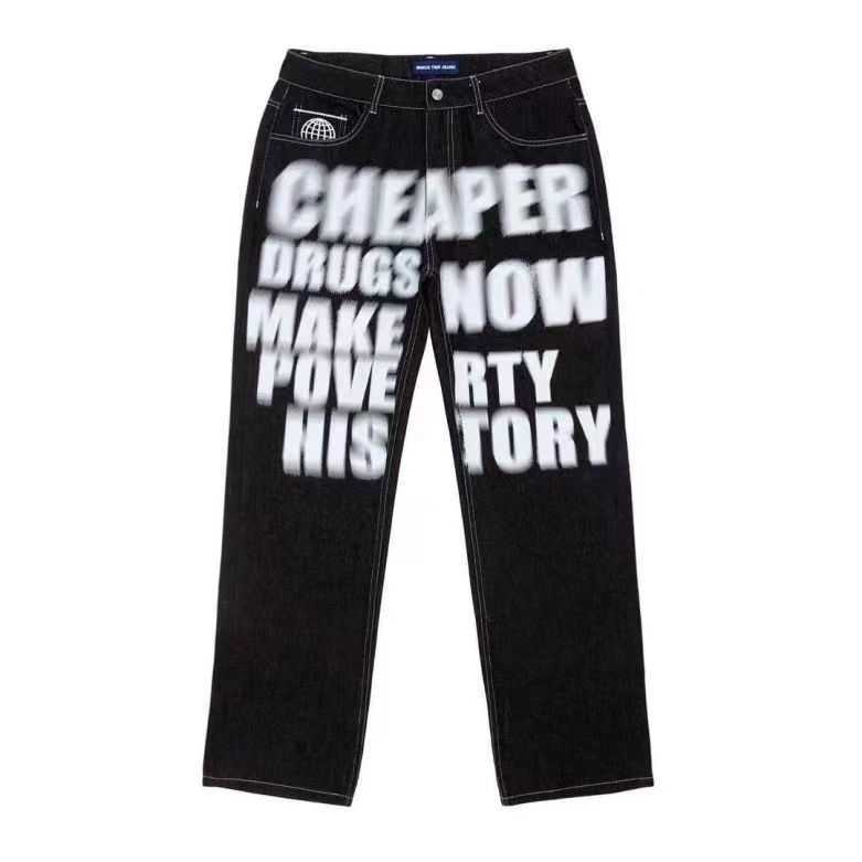 New Letter-printed Retro Casual Pants Loose Trend Basic Jeans Couples Fashion Simple Straight Leg Pants T231017