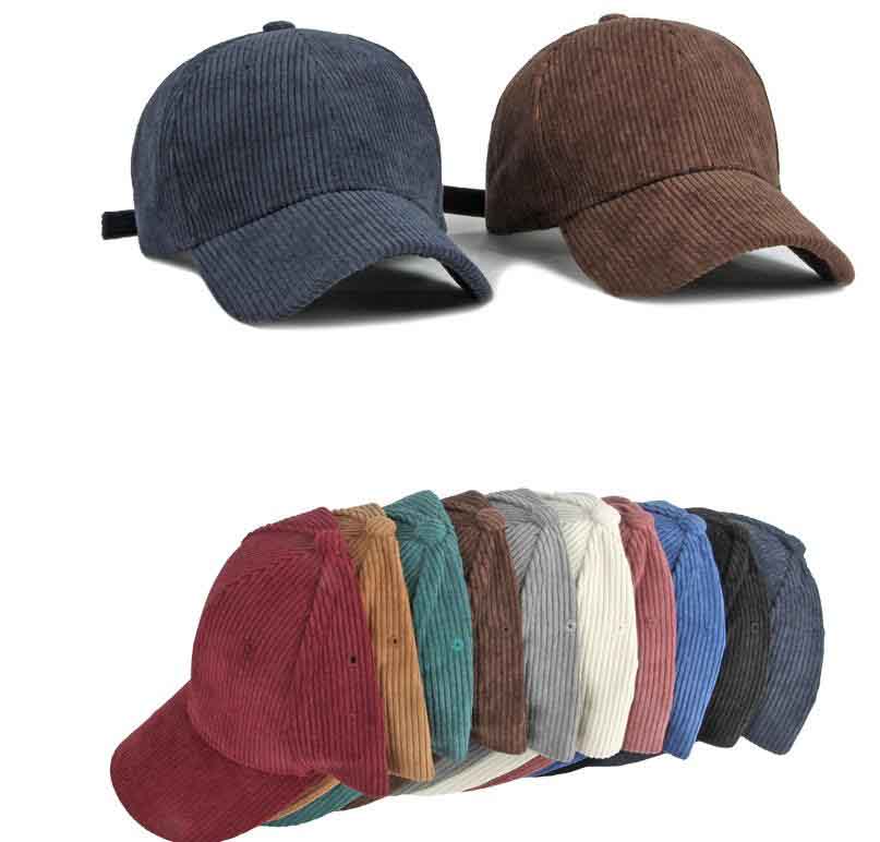 Autumn and winter women man adjustable simple solid color corduroy baseball cap DF301