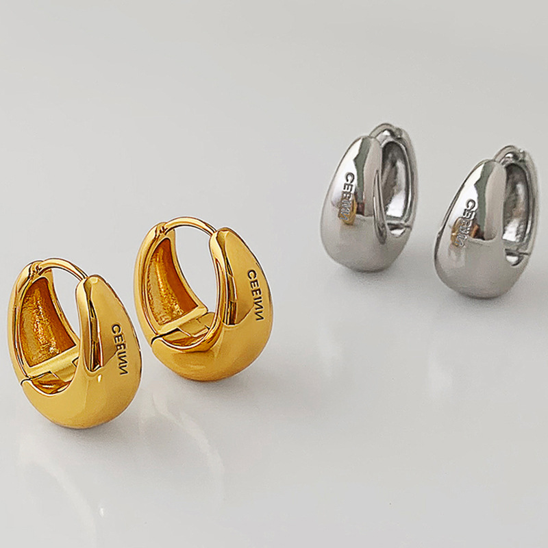 Earrings Designer For Women 925 Sterling Silver Hoop Stud Fashion Gold Color Women Party Weddings Jewelry 